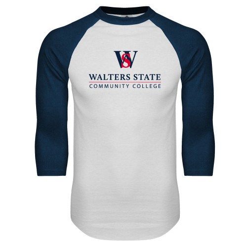  White/Navy Raglan Baseball T Shirt - Primary