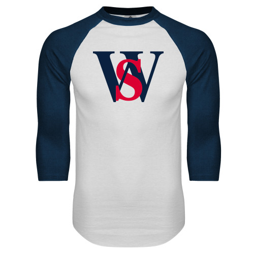  White/Navy Raglan Baseball T Shirt - WS