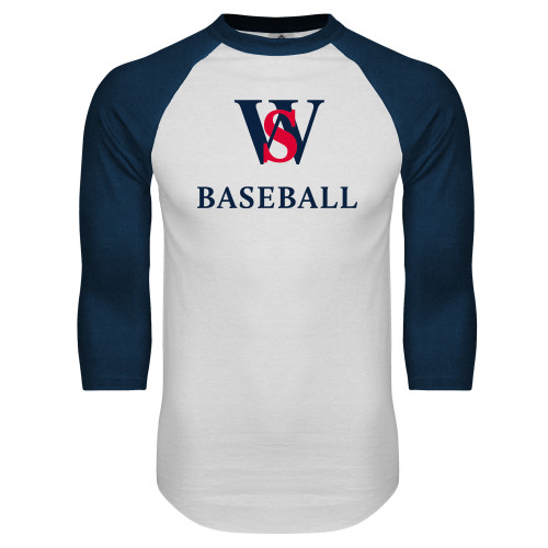  White/Navy Raglan Baseball T Shirt - WS