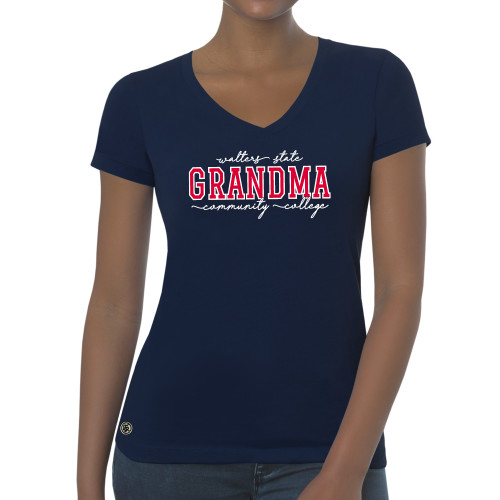  Fall Rush Ladies Navy V Neck Tee - WSCC grandma