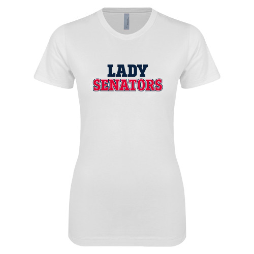  Next Level Womens White Boyfriend Tee - Lady Senators