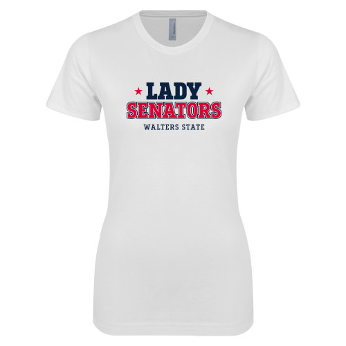  Next Level Womens White Boyfriend Tee - Lady Senators