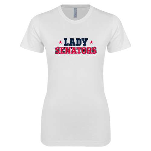  Next Level Womens White Boyfriend Tee - Lady Senators