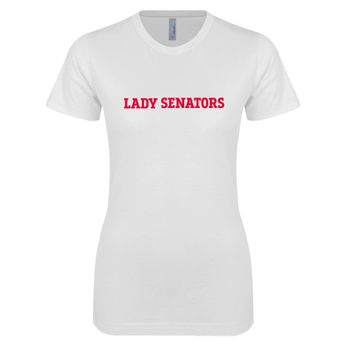  Next Level Womens White Boyfriend Tee - Lady Senators