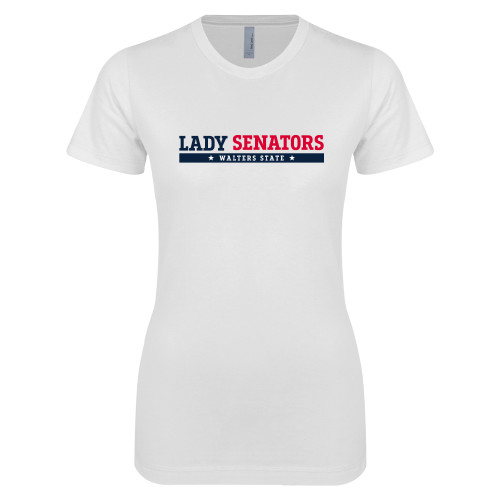  Next Level Womens White Boyfriend Tee - Lady Senators Bar