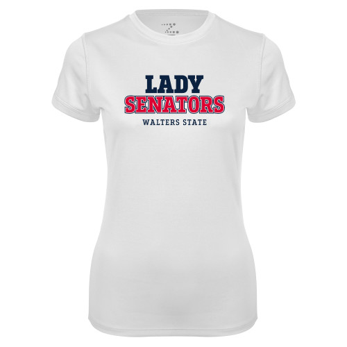  Womens White Performance Tee - Lady Senators College