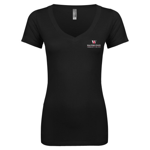  Next Level Womens Black Ideal V Tee - Primary