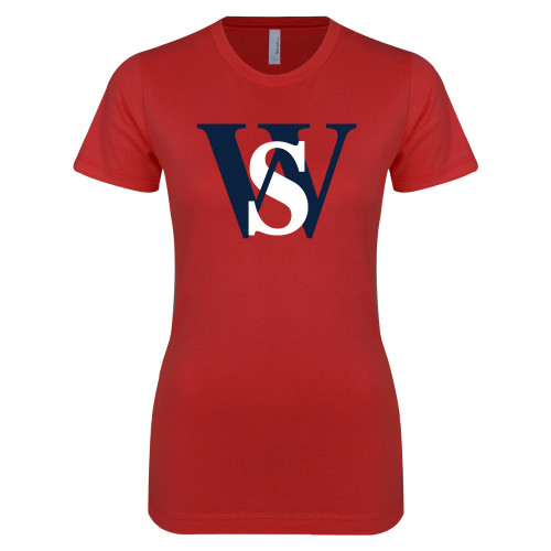 Next Level Womens Red Boyfriend Tee - WS