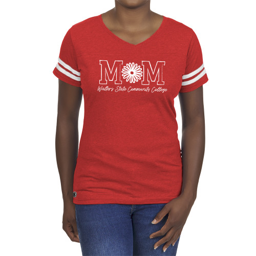  Fall Rush Ladies Red 60/40 Football Tee - WSCC mom