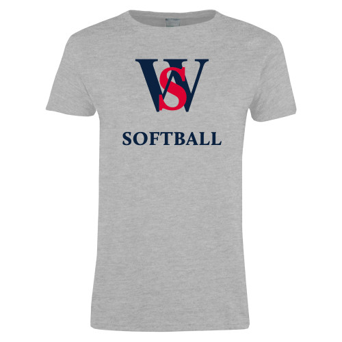  Womens Grey Short Sleeve Tee - WS Softball