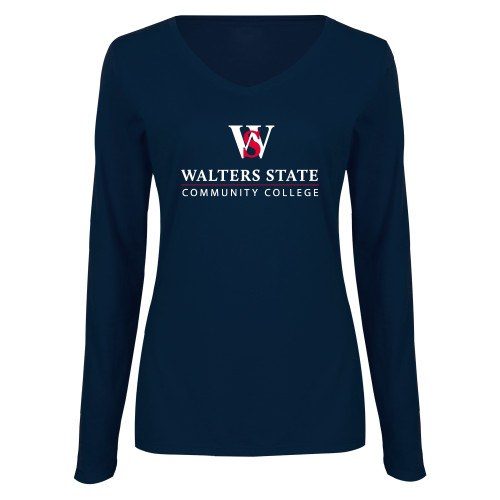 Main Image for  Womens Navy Long Sleeve V Neck Tee