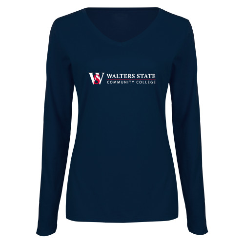 Main Image for  Womens Navy Long Sleeve V Neck Tee