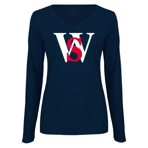 Main Image for  Womens Navy Long Sleeve V Neck Tee