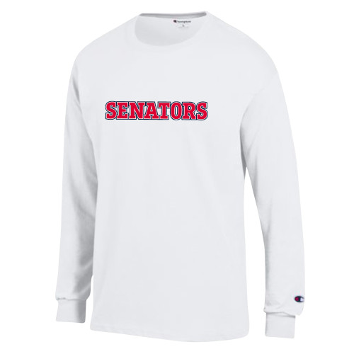  Champion White Long Sleeve T Shirt - Senators
