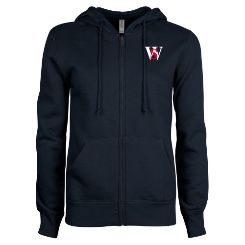  ENZA Womens Navy Fleece Full Zip Hoodie - WS