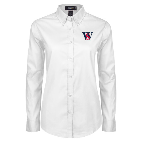  Womens White Twill Button Down Long Sleeve - WS