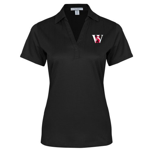  Womens Black Performance Fine Jacquard Polo - WS