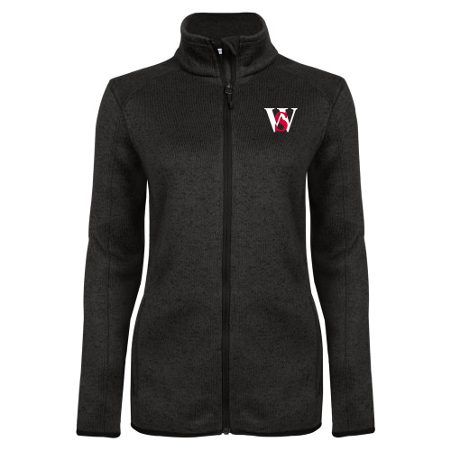  Womens Black Heather Fleece Jacket - WS