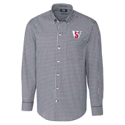  Cutter & Buck Charcoal Gingham Long Sleeve Button Down - WS