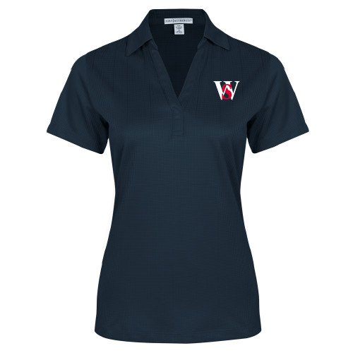  Womens Navy Performance Fine Jacquard Polo - WS