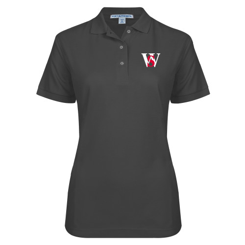  Womens Silk Touch Charcoal Pique Polo - WS