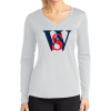 Thumbnail image for  Womens White Performance Long Sleeve V Neck Shirt