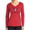 Thumbnail image for  Womens Red Performance Long Sleeve V Neck Shirt