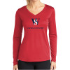 Thumbnail image for  Womens Red Performance Long Sleeve V Neck Shirt