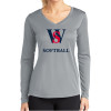 Thumbnail image for  Womens Grey Performance Long Sleeve V Neck Shirt