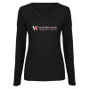 Thumbnail image for  Womens Black Long Sleeve V Neck Tee 