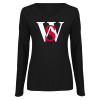 Thumbnail image for  Womens Black Long Sleeve V Neck Tee 