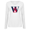 Thumbnail image for  Womens White Long Sleeve V Neck Tee