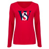 Thumbnail image for  Womens Red Long Sleeve V Neck Tee