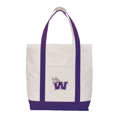  Contender White/Purple Canvas Tote - Waldorf W