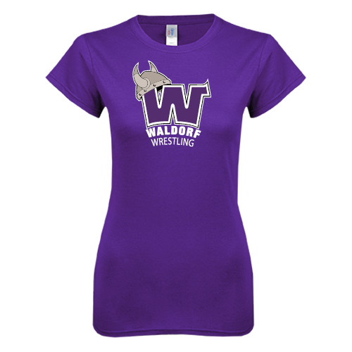  Next Level Womens Purple Boyfriend Tee - Wrestling