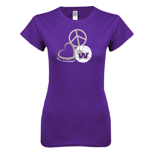  Next Level Womens Purple Boyfriend Tee - Peace