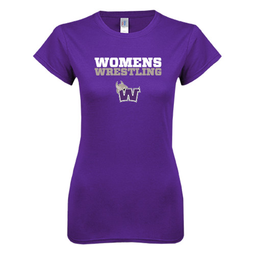  Next Level Womens Purple Boyfriend Tee - Womens Wrestling Stacked