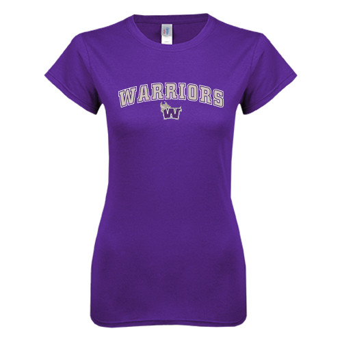  Next Level Womens Purple Boyfriend Tee - Arched Warriors w/ Waldorf W