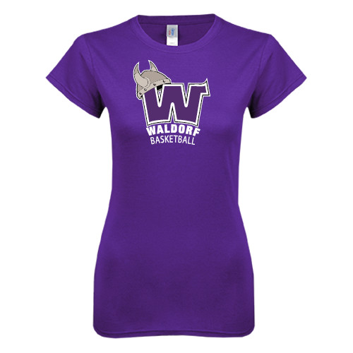  Next Level Womens Purple Boyfriend Tee - Basketball