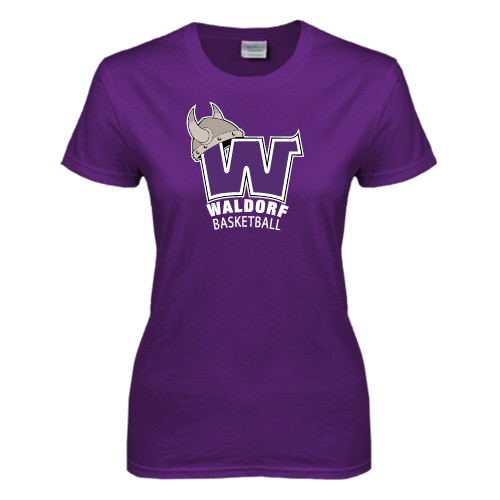  Womens Purple Short Sleeve Tee - Basketball
