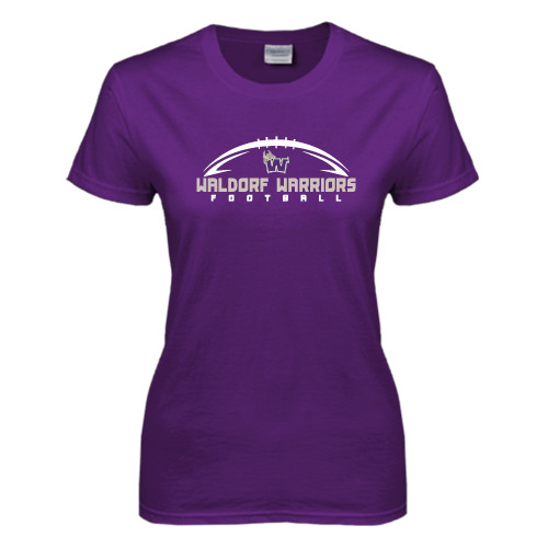  Womens Purple Short Sleeve Tee - Arched Football Design