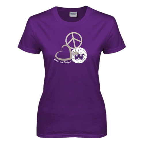  Womens Purple Short Sleeve Tee - Peace