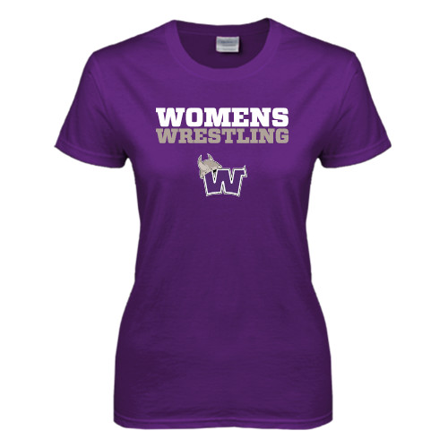  Womens Purple Short Sleeve Tee - Womens Wrestling Stacked