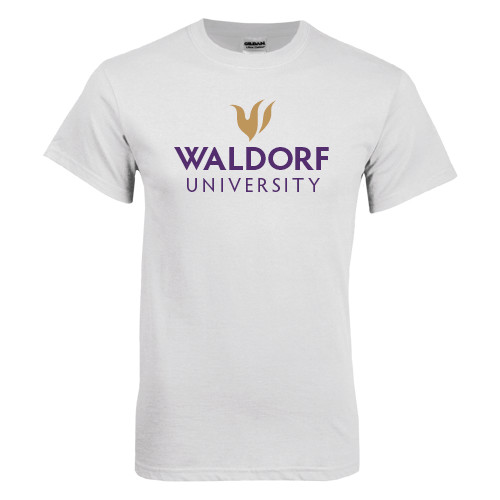  White T Shirt - Waldorf University Academic Mark Stacked