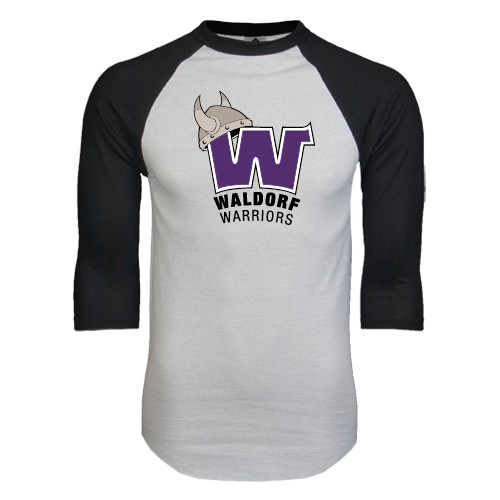  White/Black Raglan Baseball T Shirt - W Waldorf Warriors