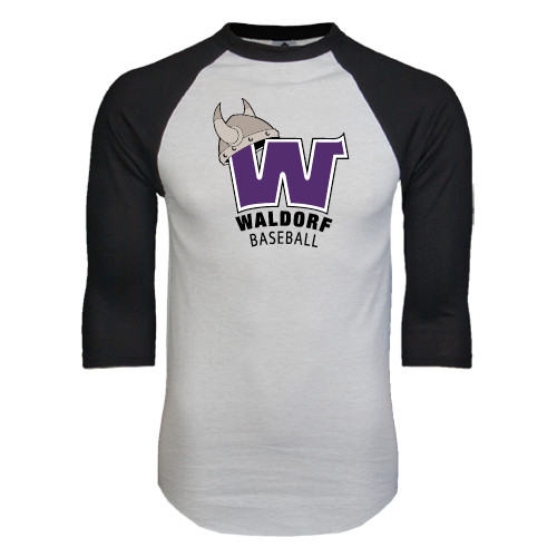  White/Black Raglan Baseball T Shirt - Baseball