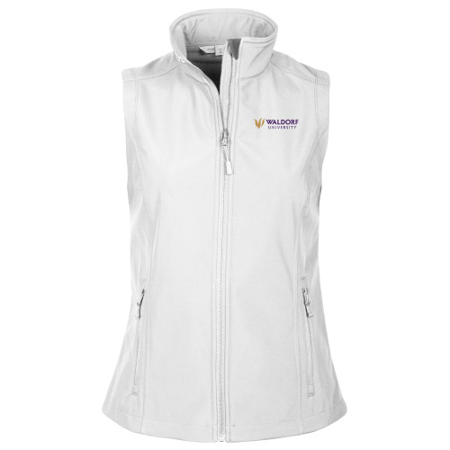  Womens White Core Softshell Vest - Waldorf University Academic Mark Flat