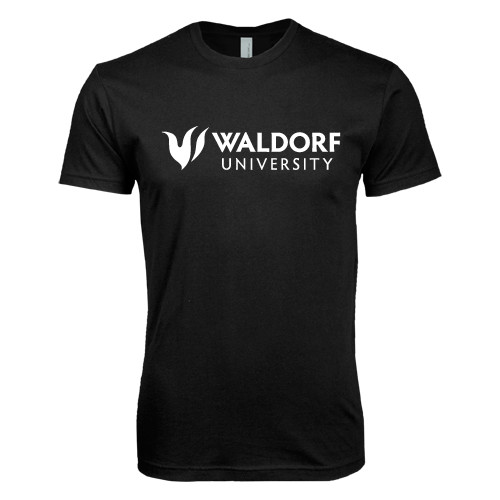  Next Level Black SoftStyle T Shirt - Waldorf University Academic Mark Flat