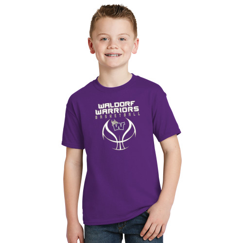  Youth Purple T Shirt - Basketball Stacked Design