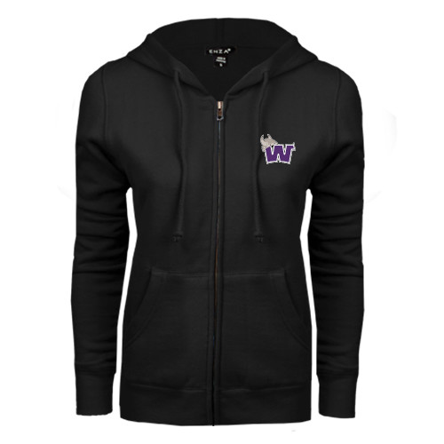  ENZA Womens Black Fleece Full Zip Hoodie - Waldorf W